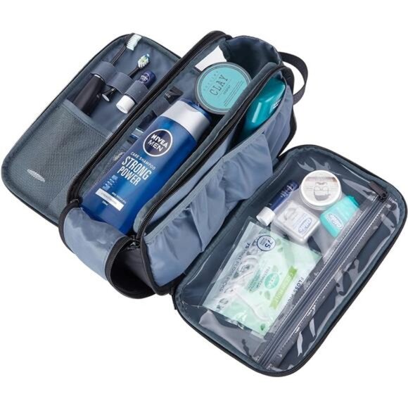 Toiletry Bag for Men, Extra Large Water-resistant Dopp Kit with Double Side - Picture 3 of 7